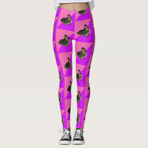 Baby Eendjes op Roze Framboos en Paarse Sorbet Leggings