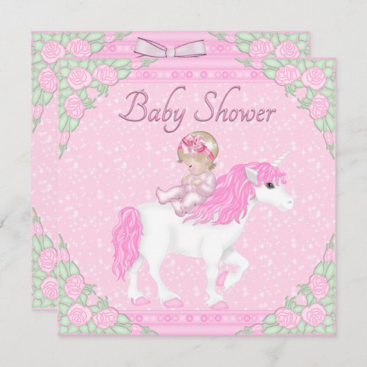 Baby, eenduidig en Roos Roze Baby shower Kaart (Voorkant / Achterkant)