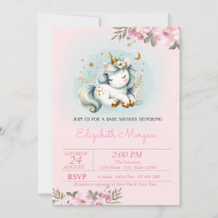 Baby Eenhoorn Bloemen Baby Shower Kaart