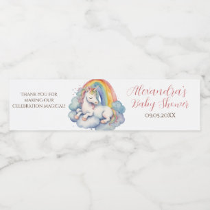 Baby Eenhoorn Meisje Baby shower Waterfles Etiket