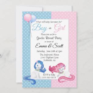 Baby Eenhoorn Roze Blauw Geslacht Reveal Feest Kaart