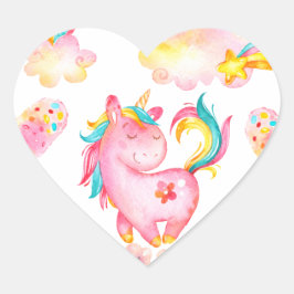 Baby eenhoorn spelen in haar tuin Multi producten Hart Sticker