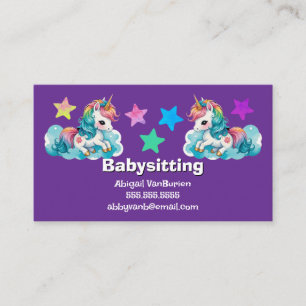 Baby Eenhoorns op Wolken Babysitting Nanny Kindero Visitekaartje