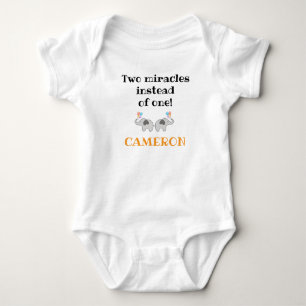 Baby Eénstuk met Moppertje, Olifanten, Tweeling Romper