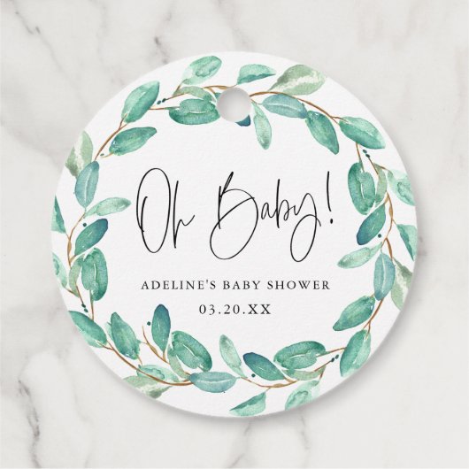 Baby Eenvoudige eucalyptus verlaat Baby shower Bedankjes Labels (Achterkant)
