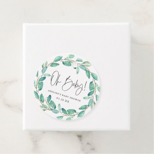Baby Eenvoudige eucalyptus verlaat Baby shower Bedankjes Labels (In situ)
