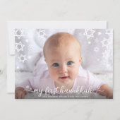 Baby Eerste Chanoeka Fotoster van David Script Feestdagenkaart (Voorkant)