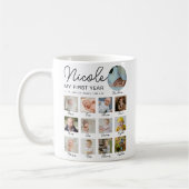 Baby Eerste jaar 12 maanden fotocollage Modern Koffiemok (Links)