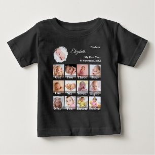 Baby Eerste Jaar 12 Maanden Fotosamenstelling Mijl