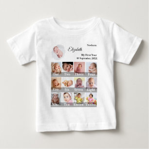 Baby Eerste Jaar 12 Maanden Fotosamenstelling Mijl