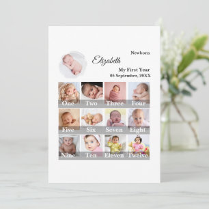 Baby Eerste Jaar 12 Maanden Fotosamenstelling Mijl