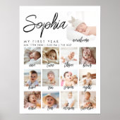 Baby Eerste jaar Fotocollage Custom Poster (Voorkant)