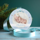 Baby Eerste Kerst Blauwe Bow & Stars Ornament
