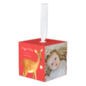 Baby eerste kerst kubus ornament (Voorkant hoekig)