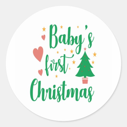 Baby eerste kerst ronde sticker (Voorkant)