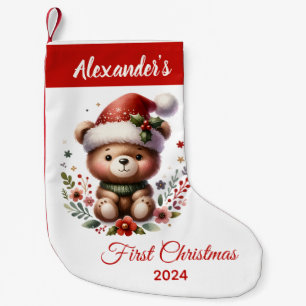 Baby eerste kerst schattig Beer gepersonaliseerd Kleine Kerstsok