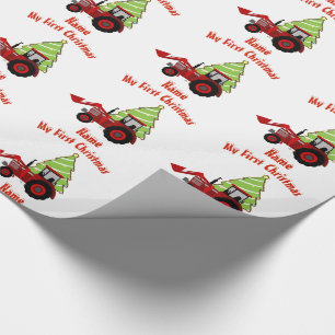 Baby EERSTE KERST VERPAKKING RODE TREKKER Op maat Cadeaupapier