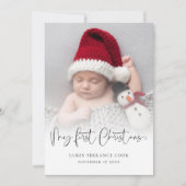 Baby eerste kerstbevalling Datum foto-overlay Hol Feestdagenkaart (Voorkant)