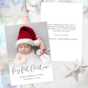 Baby eerste kerstbevalling Datum foto-overlay Hol Feestdagenkaart