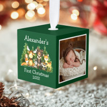 Baby eerste kerstbosdieren groene foto