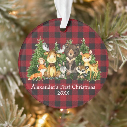 Baby eerste kerstbosdieren Rood plan Ornament (Boom)