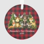 Baby eerste kerstbosdieren Rood plan Ornament (achterkant)