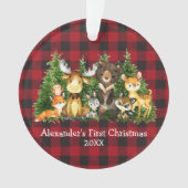 Baby eerste kerstbosdieren Rood plan Ornament (voorkant)