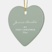 Baby Eerste Kerstdag 2024 Gepersonaliseerde Sage F Keramisch Ornament (Links)