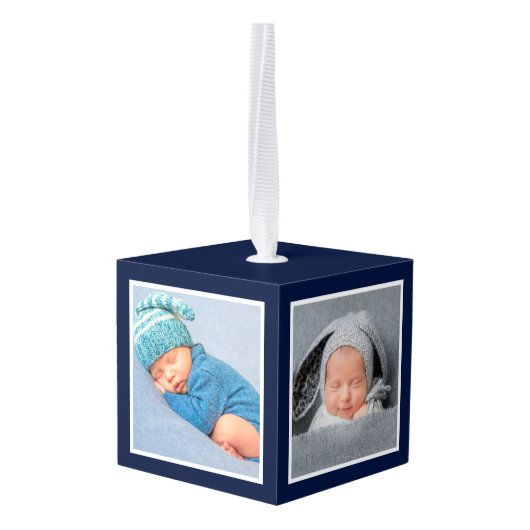 Baby eerste kerstdag in het bos Sterren Kubus Ornament (Achter hoekig)