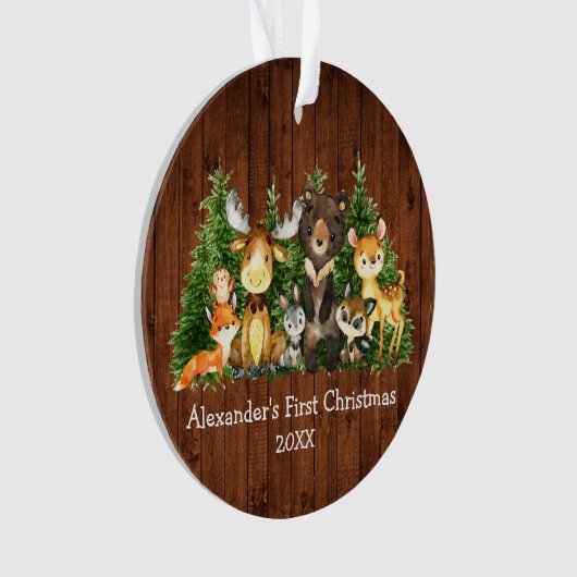 Baby eerste kerstdieren Rustic - FOTO BACK Ornament (voorkant)