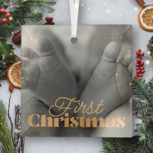 Baby eerste kerstfeest Elegant Moderne Aangepaste  Glas Ornament