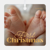 Baby eerste kerstfeest Elegant Moderne Aangepaste  Metalen Ornament (Voorkant)