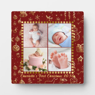 Baby eerste kerstfeest Magische goudvlekken Foto Fotoplaat