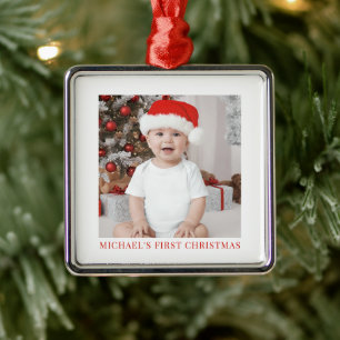 Baby Eerste Kerstfoto Keepsake Metalen Ornament