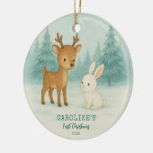 Baby eerste kerstfoto keramisch ornament (Links)