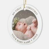 Baby eerste kerstfoto keramisch ornament (Links)