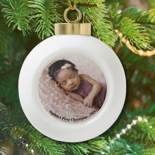 Baby eerste kerstfoto keramische bal ornament