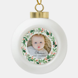 Baby eerste kerstfoto keramische pleister bal ornament