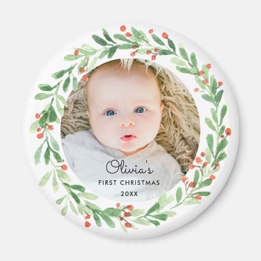 Baby eerste kerstfoto Magnet Magneet (Voorkant)
