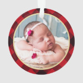 Baby eerste kerstfoto Red Pset Ornament (achterkant)
