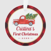 Baby eerste kerstfoto Red Pset Ornament (voorkant)