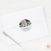 Baby eerste kerstfoto ronde sticker (Envelop)