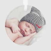 Baby Eerste kerstfoto Rood Snowflake 2 Foto Ornament (achterkant)