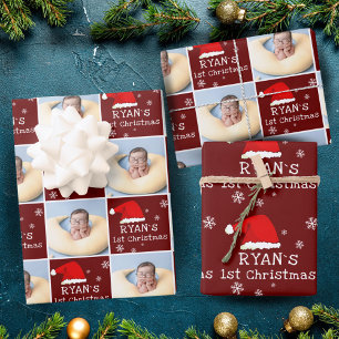 Baby eerste kerstfoto Santa Hat Snowflake Inpakpapier Vel