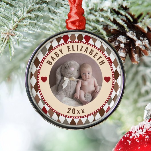 Baby eerste kerstfoto van Family Keepomwille Metalen Ornament
