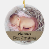 Baby eerste kerstfotofeestdag keramisch ornament (Achterkant)