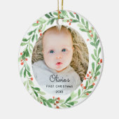 Baby eerste kerstfotoversiering keramisch ornament (Links)