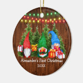 Baby Eerste kerstgnomen met lights Rustic Keramisch Ornament (Links)