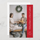 Baby eerste kerstkaart rood (Voorkant / Achterkant)