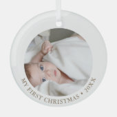 Baby Eerste Kerstkerkerst | Aangepaste foto en tek Glas Ornament (Voorkant)